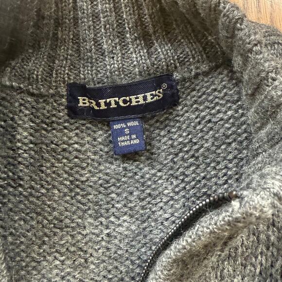 VTG Britches Wool Full Zip Cardigan SZ S Snowflake Fairisle Mock Neck Classic - Picture 3 of 7